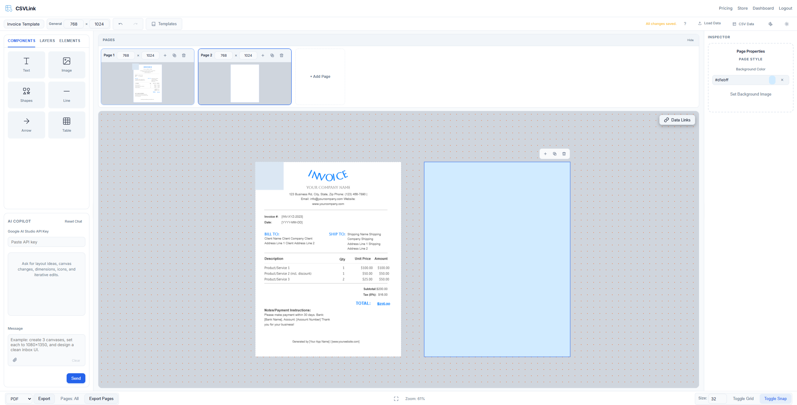 LinkoPDF visual PDF template editor